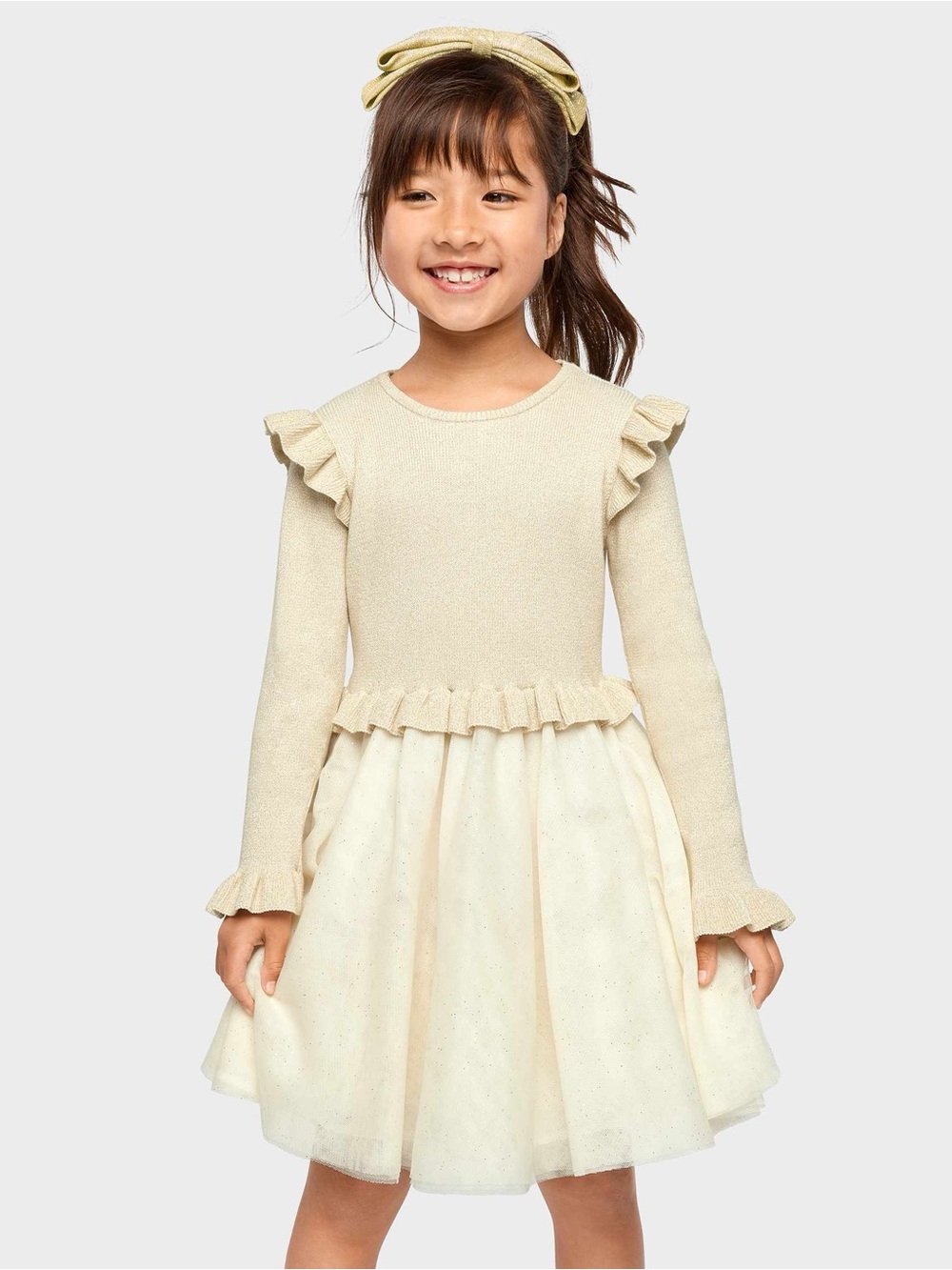 Gymboree Cream Knit Bodice with Tulle Skirt Dress